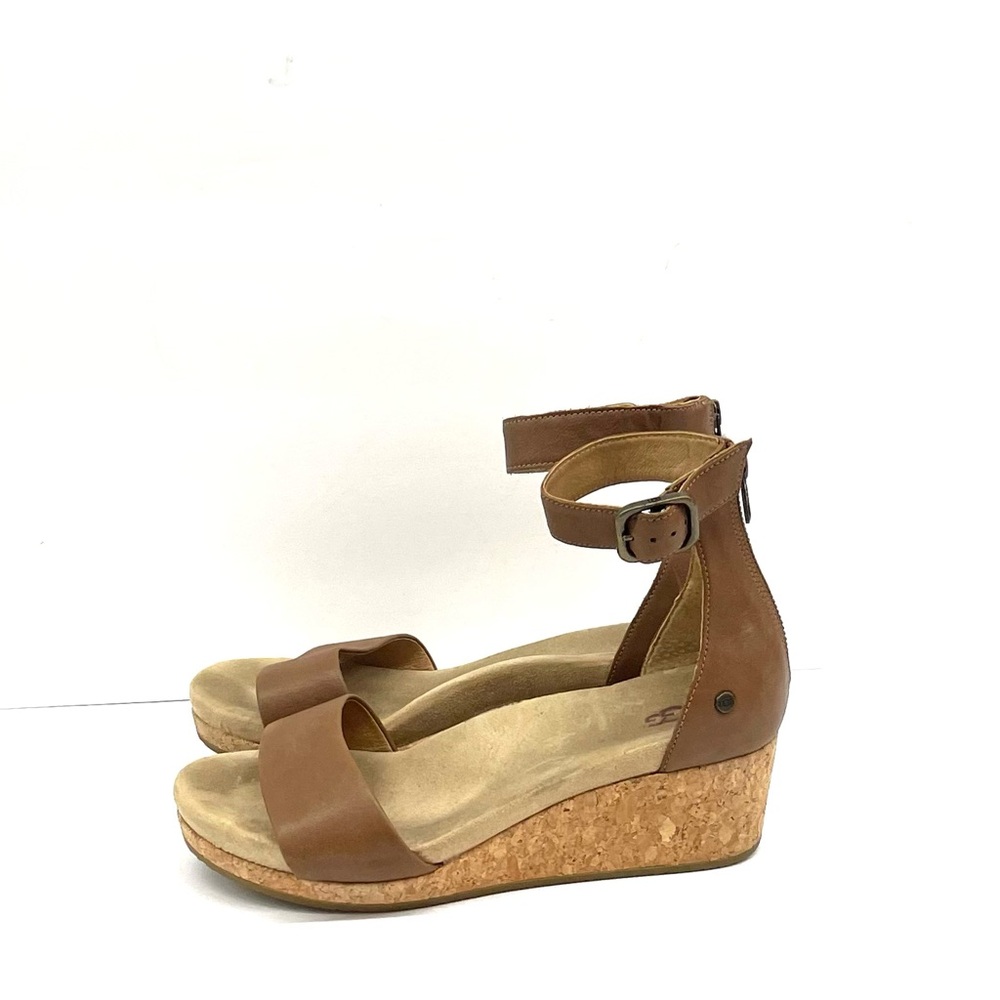 UGG Zoe Brown Wedge Sandals with Cork Heel Sz 8.5